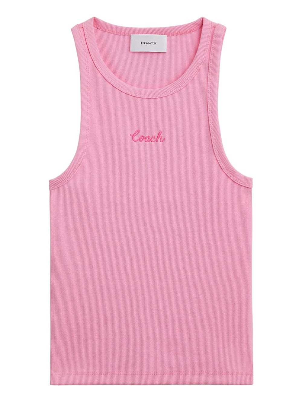 COACH Pink Ribbed Script Tank Top - Picture 2 of 3